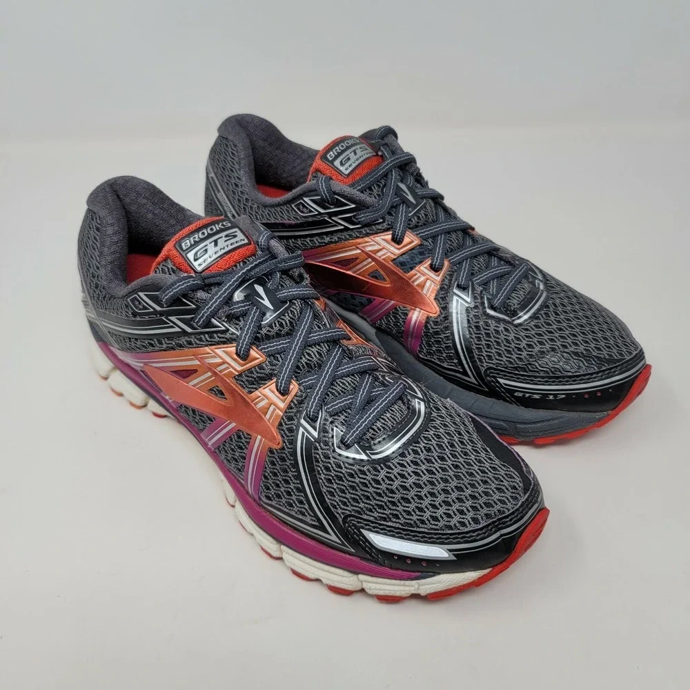 Brooks Womens Sneakers Sz 8.5 B GTS Seventeen 17 Running Shoes Gray Casual